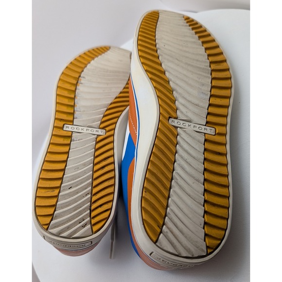 Rockport Men's Leather Colorblock Sneakers Size 11.5 M White Blue Orange Yellow - Picture 10 of 12